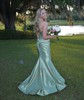 Sheath/Column Strapless Satin Cut Out Prom Dresses With Ruched