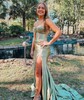 Sheath/Column Strapless Satin Cut Out Prom Dresses With Ruched