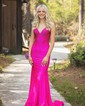 Sheath/Column V-neck Jersey Beaded Prom Dresse With Ruched