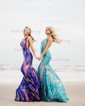 Mermaid V-neck Backless Sparkly Sequin Prom Dresses