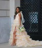 Ball Gown V-neck Tulle Ruffle Tiered Prom Dresses