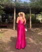 Sheath/Column Cowl Neck Silk-like Satin Floor-length Prom Dresses With Ruched