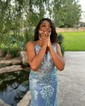 Mermaid V-neck Sparkly Sequin Prom Dresses With Appliques