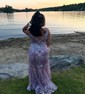 Mermaid V-neck Sparkly Sequin Prom Dresses With Appliques