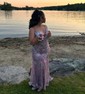 Mermaid V-neck Sparkly Sequin Prom Dresses With Appliques