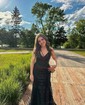 Mermaid V-neck Sparkly Sequin Prom Dresses With Appliques