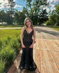 Mermaid V-neck Sparkly Sequin Prom Dresses With Appliques