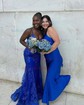 Mermaid V-neck Sparkly Sequin Prom Dresses With Appliques