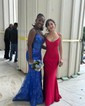 Mermaid V-neck Sparkly Sequin Prom Dresses With Appliques