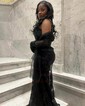 Mermaid V-neck Sparkly Sequin Prom Dresses With Appliques