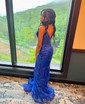 Mermaid V-neck Sparkly Sequin Prom Dresses With Appliques