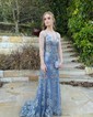 Mermaid V-neck Sparkly Sequin Prom Dresses With Appliques
