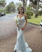Mermaid V-neck Sparkly Sequin Prom Dresses With Appliques