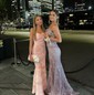 Mermaid V-neck Sparkly Sequin Prom Dresses With Appliques