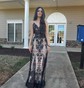 Mermaid V-neck Sparkly Sequin Prom Dresses With Appliques