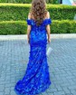 Mermaid Off-the-shoulder Lace Tulle 3D Floral Prom Dresses