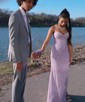 Sheath/Column Cowl Neck Floor-length Glitter Prom Dresses With Ruched