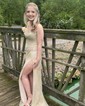 Sheath/Column Cowl Neck Floor-length Glitter Prom Dresses With Ruched