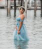 Ball Gown Off-the-shoulder Tulle 3D Floral Prom Dresses With Appliques