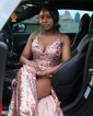 Mermaid V-neck Sparkly Sequin Prom Dresses With Beading