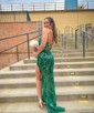 Sheath/Column V-neck Sparkly Sequin Prom Dresses
