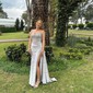Mermaid Sweetheart Satin Corset Prom Dresses With Appliques