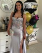 Mermaid Sweetheart Satin Corset Prom Dresses With Appliques