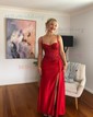 Mermaid Sweetheart Satin Corset Prom Dresses With Appliques