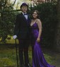 Mermaid V-neck Satin Beaded Prom Dresses With Appliques