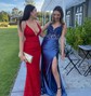 Mermaid V-neck Satin Corset Prom Dresses With Beading