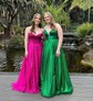 Ball Gown V-neck Floor-length Glitter Prom Dresses With Ruched