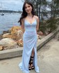 Sheath/Column Cowl Neck Glitter Prom Dresses With Ruched