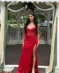 Sheath/Column Sweetheart Satin Corset Prom Dresses With Ruched