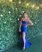 Sheath/Column Sweetheart Satin Corset Prom Dresses With Ruched