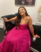 Ball Gown Strapless Tulle Prom Dresses With Ruched