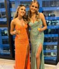 Sheath/Column V-neck Cut Out Sparkly Sequin Prom Dresses