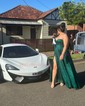 A-line Cowl Neck Tulle Prom Dresses With Ruched