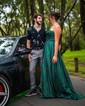 A-line Cowl Neck Tulle Prom Dresses With Ruched