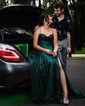 A-line Cowl Neck Tulle Prom Dresses With Ruched
