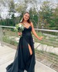 A-line Cowl Neck Tulle Prom Dresses With Ruched