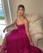 A-line Cowl Neck Tulle Prom Dresses With Ruched