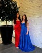 A-line Cowl Neck Tulle Prom Dresses With Ruched