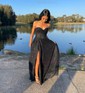 A-line Cowl Neck Tulle Prom Dresses With Ruched