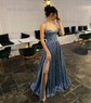 A-line Cowl Neck Tulle Prom Dresses With Ruched