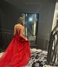 A-line Cowl Neck Tulle Prom Dresses With Ruched