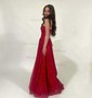 A-line Cowl Neck Tulle Prom Dresses With Ruched
