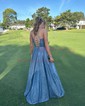 A-line Cowl Neck Tulle Prom Dresses With Ruched