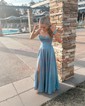 A-line Cowl Neck Tulle Prom Dresses With Ruched
