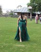 A-line Cowl Neck Tulle Prom Dresses With Ruched