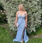 Mermaid V-neck Glitter Prom Dresses With Ruched